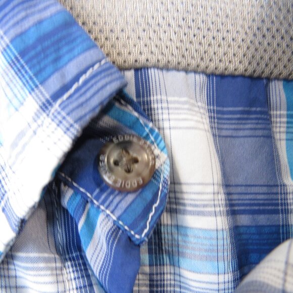 Eddie Bauer Short Sleeve Shirt Men's Size XL Blue Plaid Button Down - Picture 3 of 7
